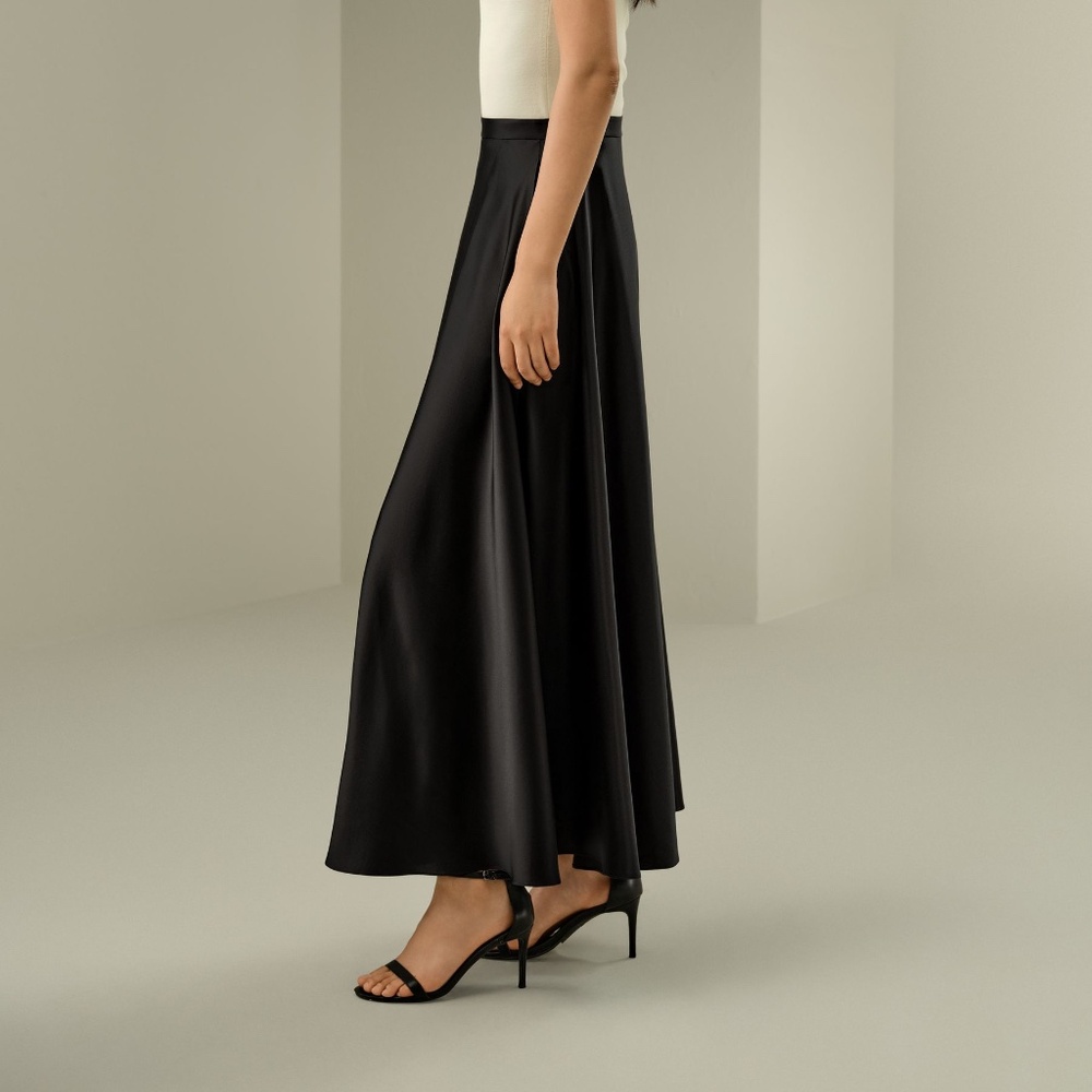 NWT Lilysilk Black A-Line Maxi Skirt w/ Pockets - Size US 6 - Picture 4 of 13